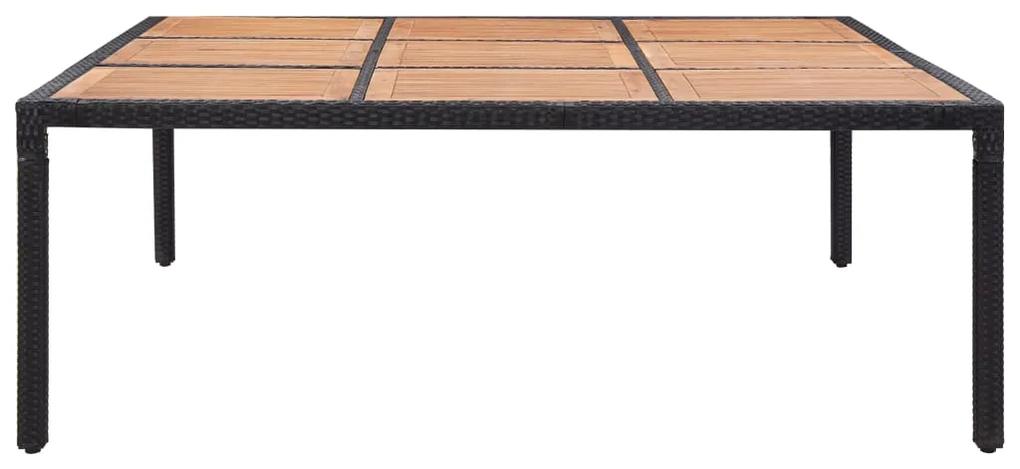 Masa de gradina, negru, 200x200x74 cm, poliratan si lemn acacia 1, Negru, 200 x 200 x 74 cm