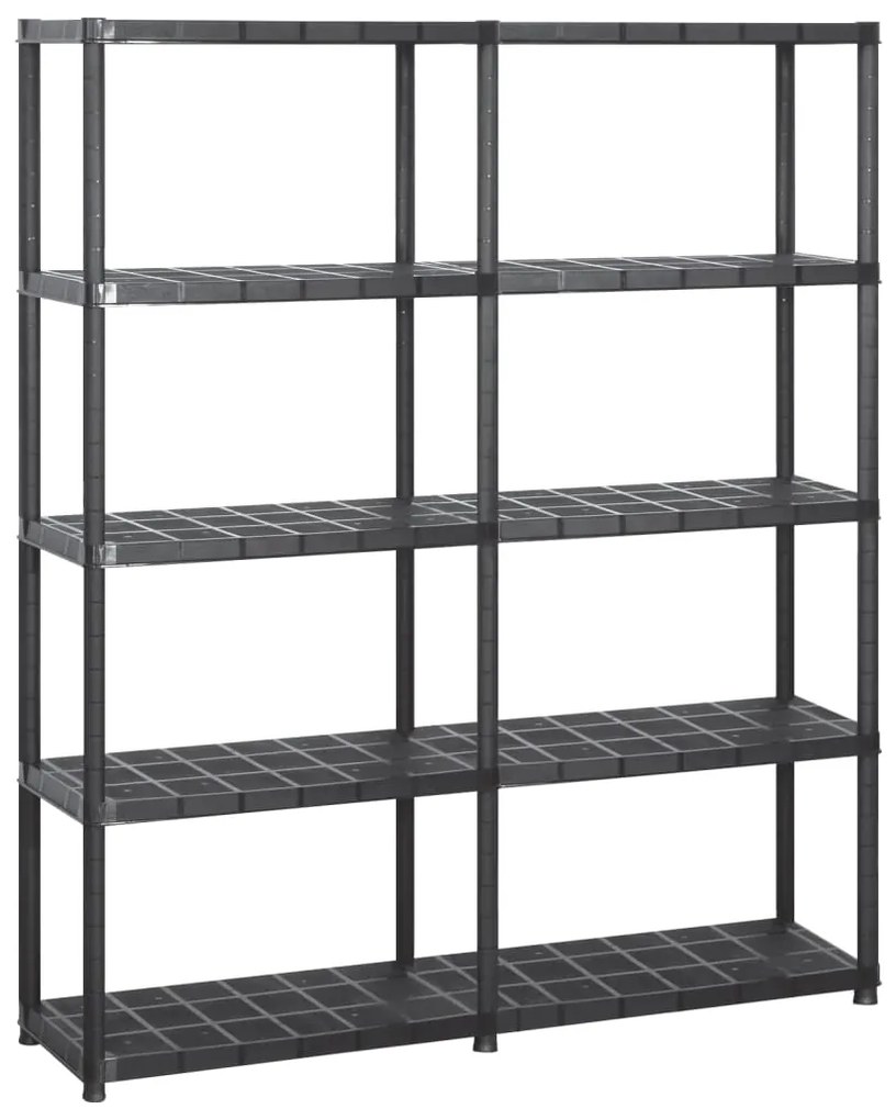 vidaXL Raft de depozitare cu 5 polițe, negru, 142x38x170 cm, plastic