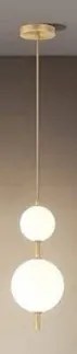 Pendul LED cu 3 Tipuri de Lumina, Inaltime Reglabila, Doua Globuri, 40W, Auriu