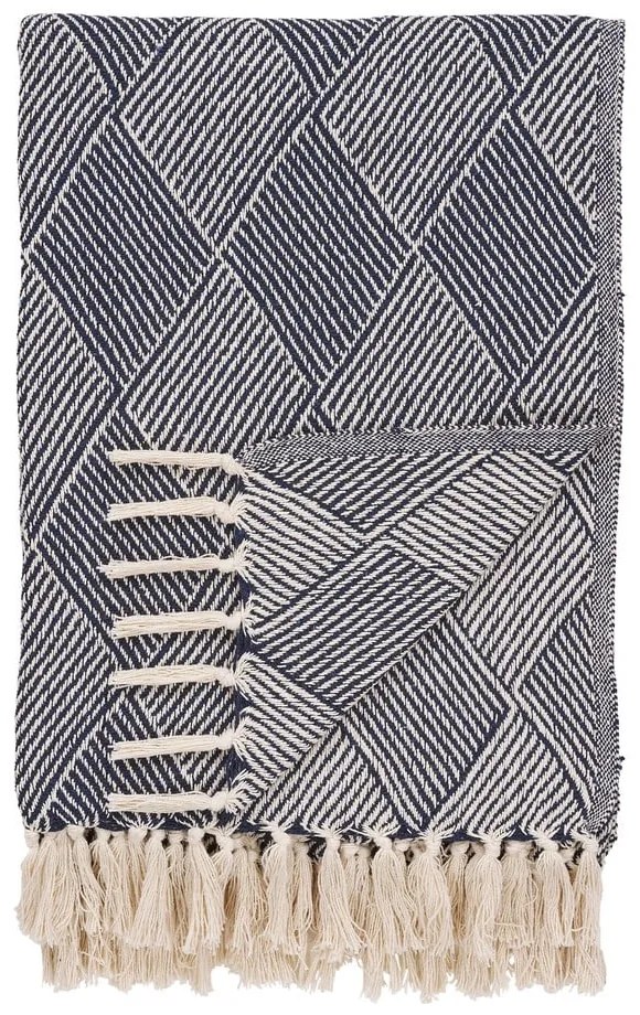 Pătură albastră din bumbac reciclat 130x180 cm Izmir – House Nordic