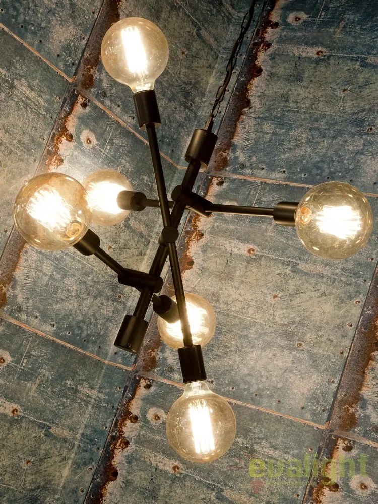 Pendul cu 6 brate design Industrial style NASHVILLE/H6/B