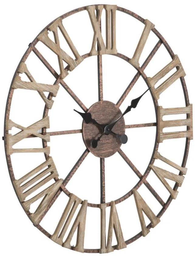Ceas decorativ maro din metal si MDF, ∅ 71,5 cm, Plus Mauro Ferretti