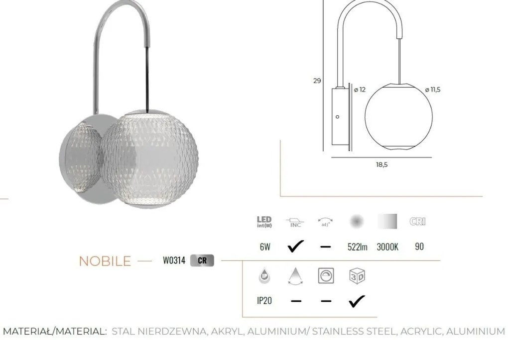 Aplica de perete LED design modern NOBILE