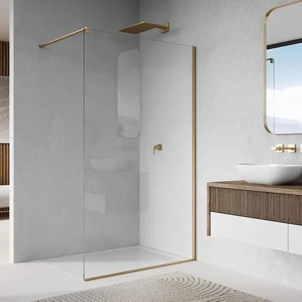 Paravan dus sticla walk-in 110x200 cm auriu periat Sanswiss Easy STR4P 1100x2000 mm