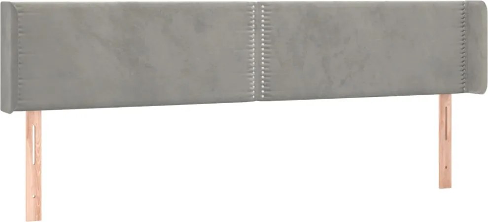 vidaXL Tăblie de pat cu aripioare gri deschis 203x16x78/88 cm catifea