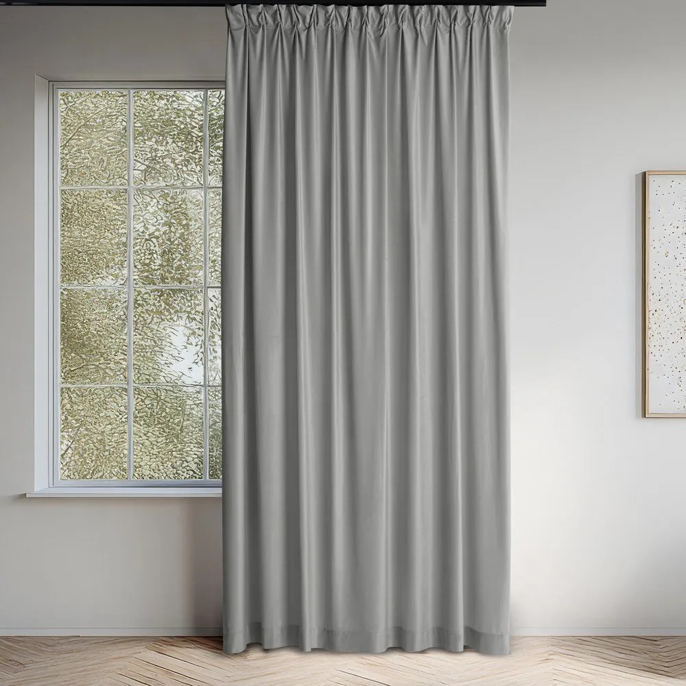 Draperie gri dimout (semi-opacă) din catifea 265x300 cm Velto – Filumi