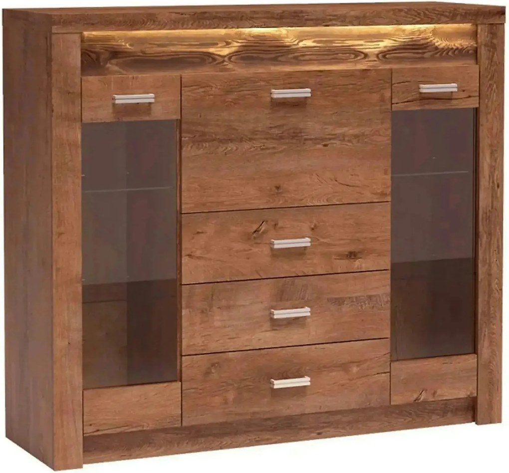 Comoda INFINITY I-08, frasin deschis, PAL melaminat, 137x42x122 cm