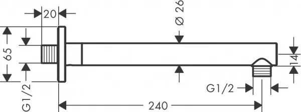 Brat de dus, Hansgrohe Vernis Shape, 24cm, montare pe perete, negru mat, 26405670