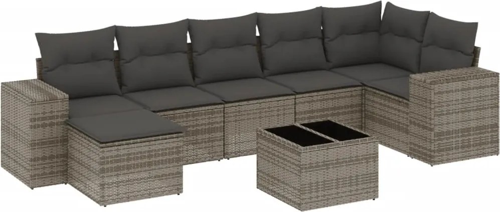 vidaXL Set canapele de grădină cu perne, 8 piese, gri, poliratan