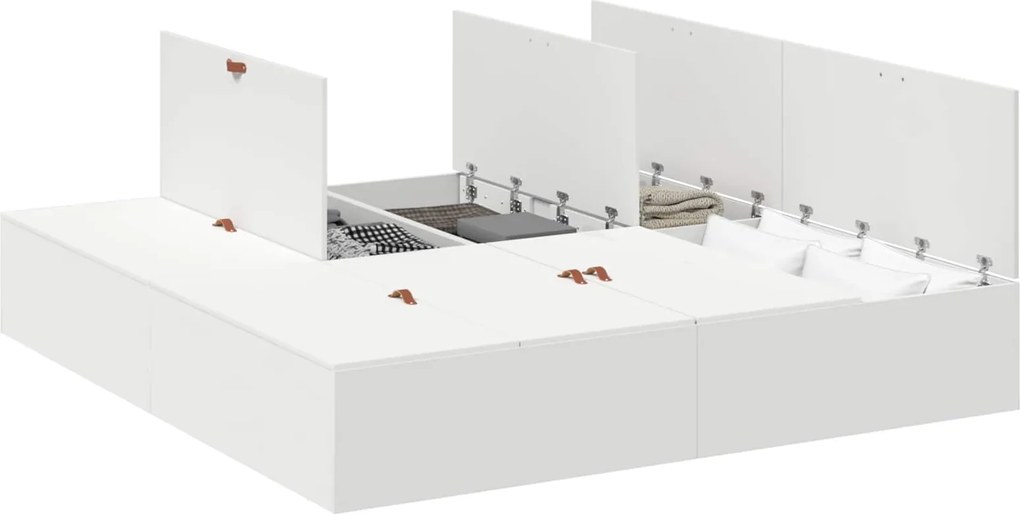 vidaXL Cadru de pat cu depozitare Alb 200 x 200 cm Lemn compozit