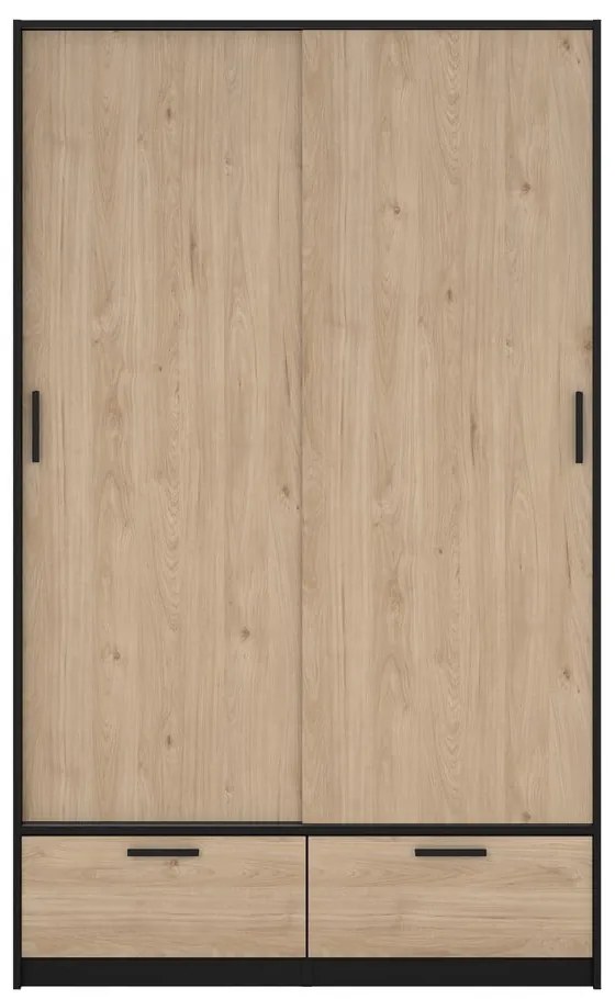 Șifonier negru/cu aspect de lemn de stejar cu ușă glisantă 121x200 cm Line – Tvilum