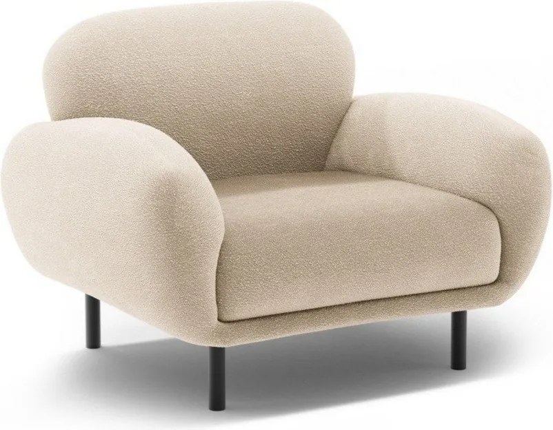 Fotoliu bej cu tapițerie din țesătură bouclé Poppy – Micadoni