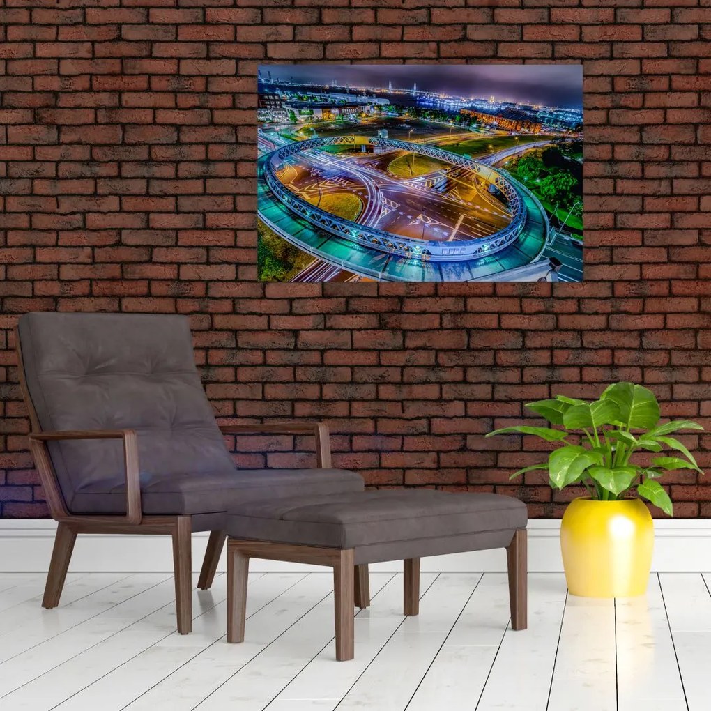 Tablou panorama orașului nocturn (90x60 cm)
