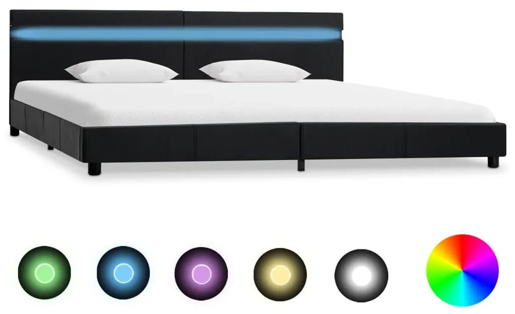 284797 vidaXL Cadru de pat cu LED, negru, 180 x 200 cm, piele ecologică