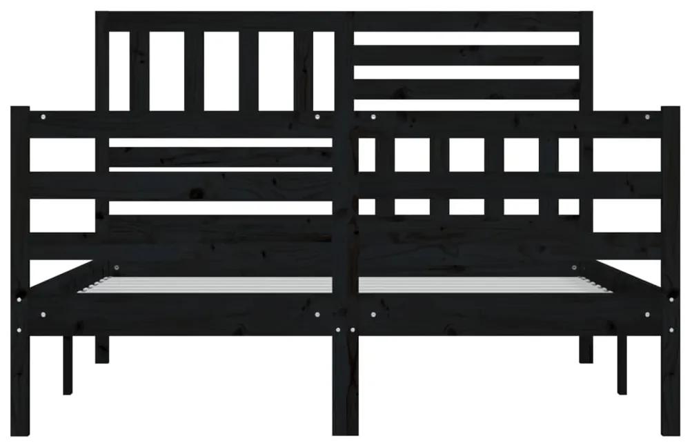 Cadru de pat Small Double 4FT, negru, 120x190 cm, lemn masiv Negru, 120 x 190 cm