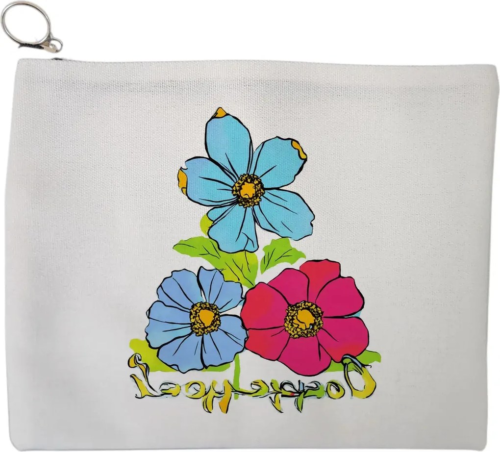 Portfard Cosmetice tip Plic, model Blossom Trio, 23x18 cm, Alb, BEKZ®