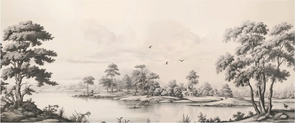 Tablou - Vintage peisaj desen peisaj (120x50 cm)
