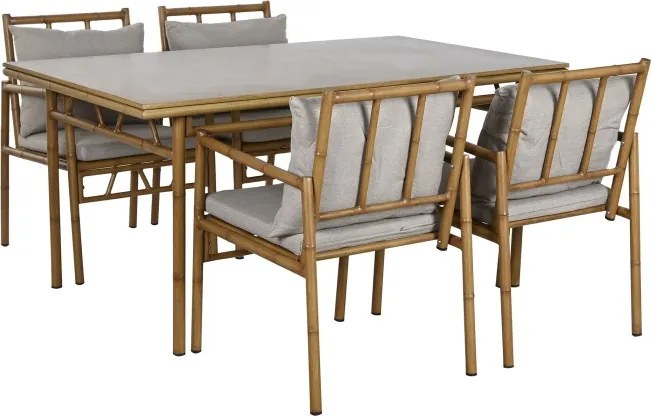 Set dining exterior din aluminiu și stofă, masă și 4 scaune, bej, "Ceylon"