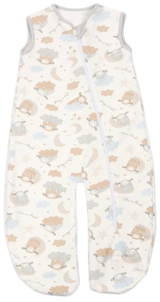 Sac de dormit cu picioare din bumbac flausat Kidizi Rolly 3-12 luni On a Cloud Pastel