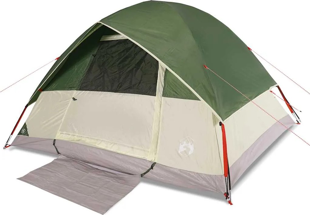 vidaXL Cort de camping cupolă pentru 6 persoane, verde, impermeabil