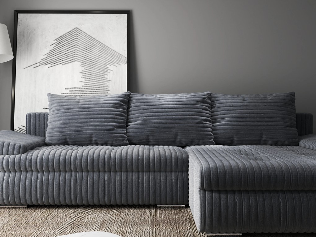 Colțar extensibil dumonde cu ladă de depozitare si sezut confortabil din spuma high-density, Leonardo Ambience Gri 260x185 cm II