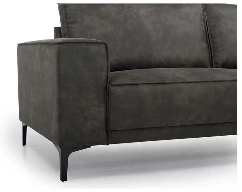 Colțar gri antracit cu tapițerie din imitație de piele (colț pe partea dreaptă) Copenhagen – Scandic