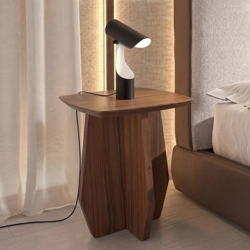 Lampa de masa din otel cu suport pentru creioane Black and White