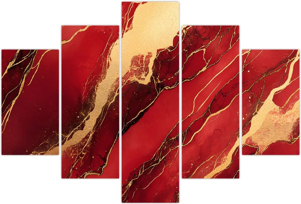 Tablou - Marmură roșu-auriu (150x105 cm)