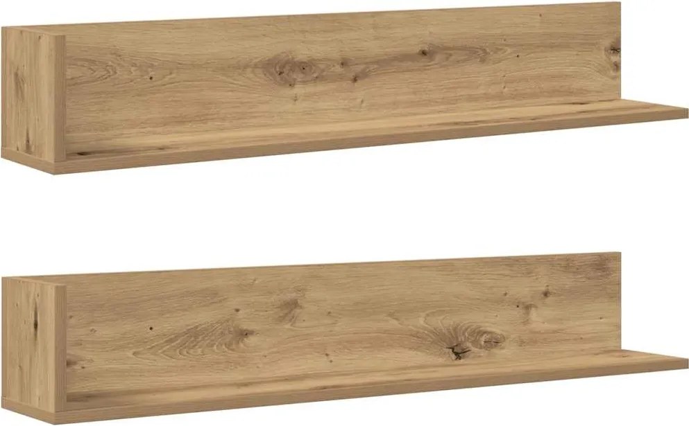 vidaXL Rafturi perete 2 buc., stejar artizanal, 100x16,5x16,5 cm, lemn
