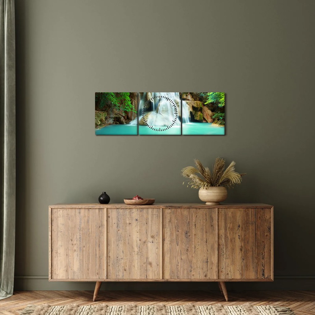 Tablou - Cascadă (cu ceas) (90x30 cm)