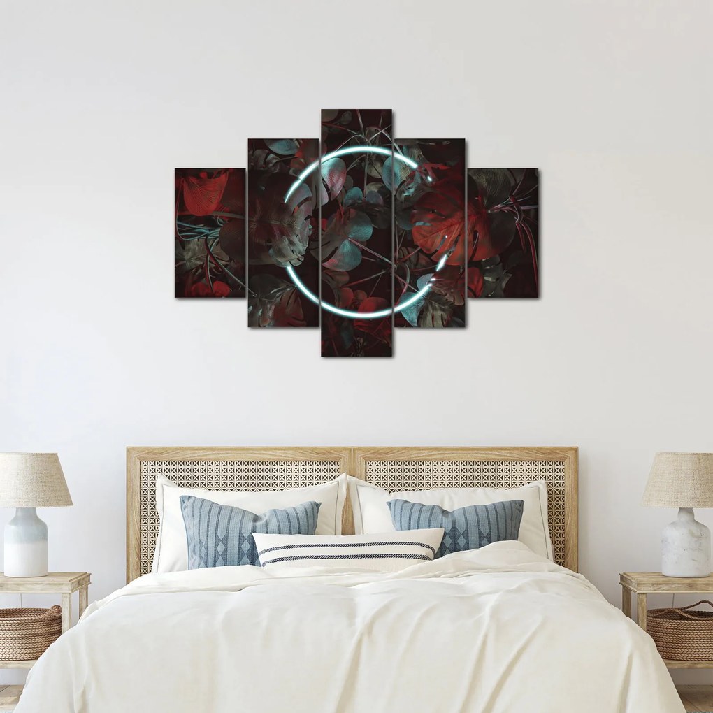 Tablou - Cerc de neon între palmieri (150x105 cm)
