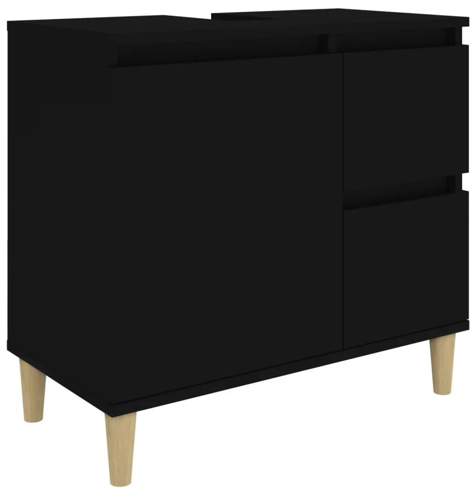 819821 vidaXL Dulap de baie, negru, 65x33x60 cm, lemn prelucrat