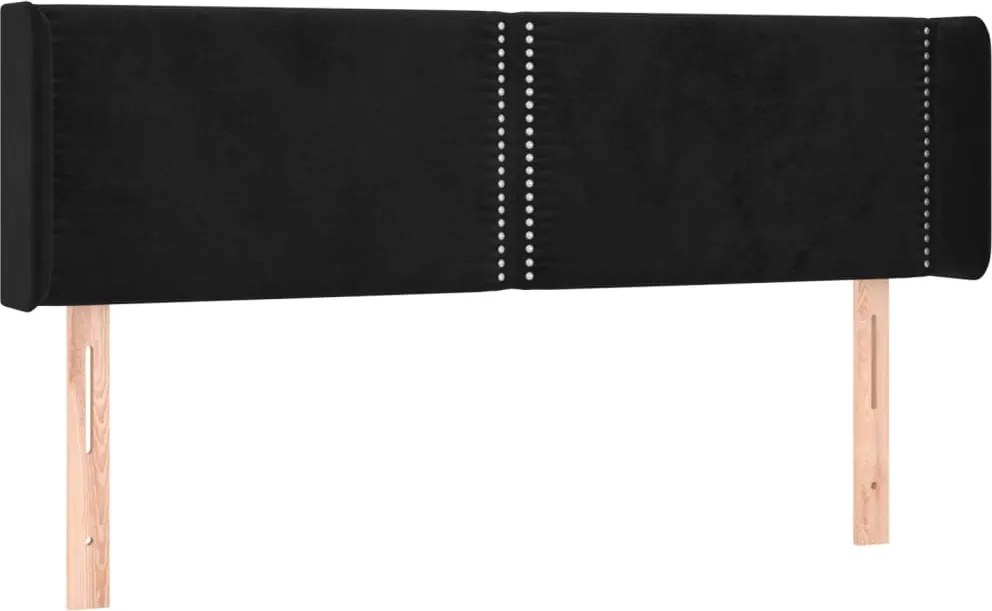 vidaXL Tăblie de pat cu aripioare negru 147x16x78/88 cm catifea