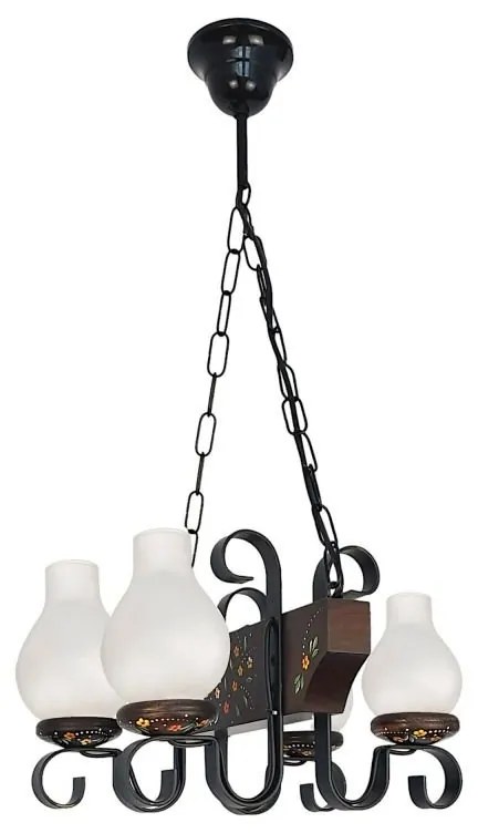 Candelabru rustic fabricat manual din lemn pictat 4 brate Vela