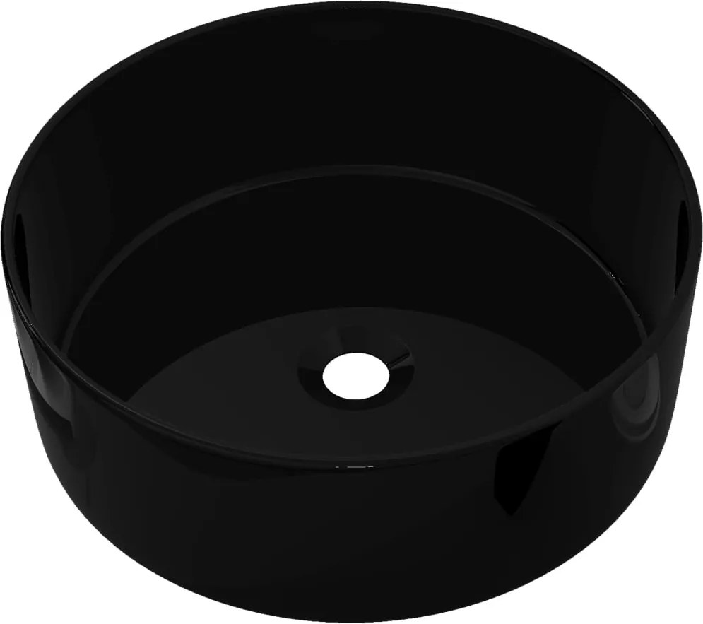 vidaXL Bazin chiuvetă ceramic, Rotund Negru 40x15 cm