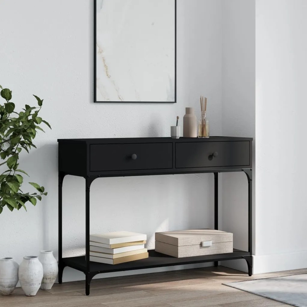 vidaXL Măsuță consolă, negru, 100x34,5x75 cm, lemn compozit