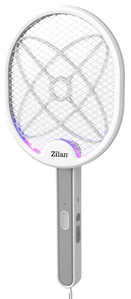 Paleta electrica anti-insecte, Zilan ZLN7088 Alba, 2800 Volti, lampa cu LED