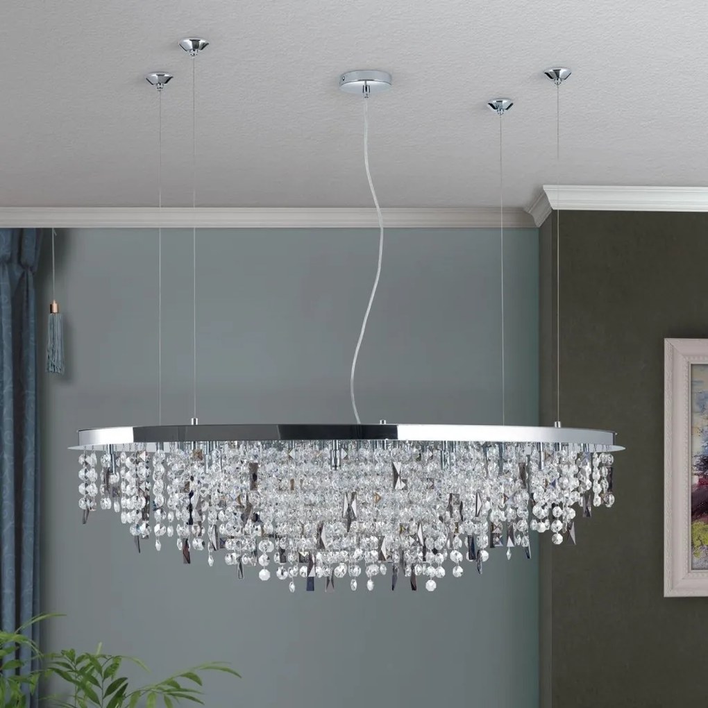 Lustra suspendata cristal K9 design elegant de lux CRYSTALRIVER crom