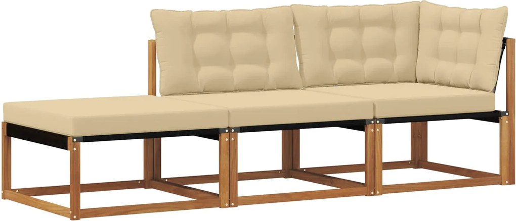 vidaXL Unități de sofa sectional de exterior cu pernă 3 Bucată natural