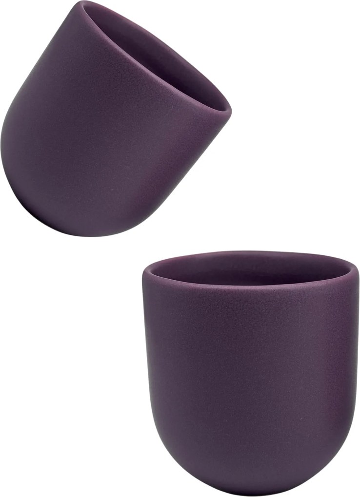 Set 3 Pahare Cafea NOVUM Velaris Purple Dynastia - 250 ml, 150 ml, 80 ml (Mov Regal Mat) - Gresie Ceramica Glazurata Manual