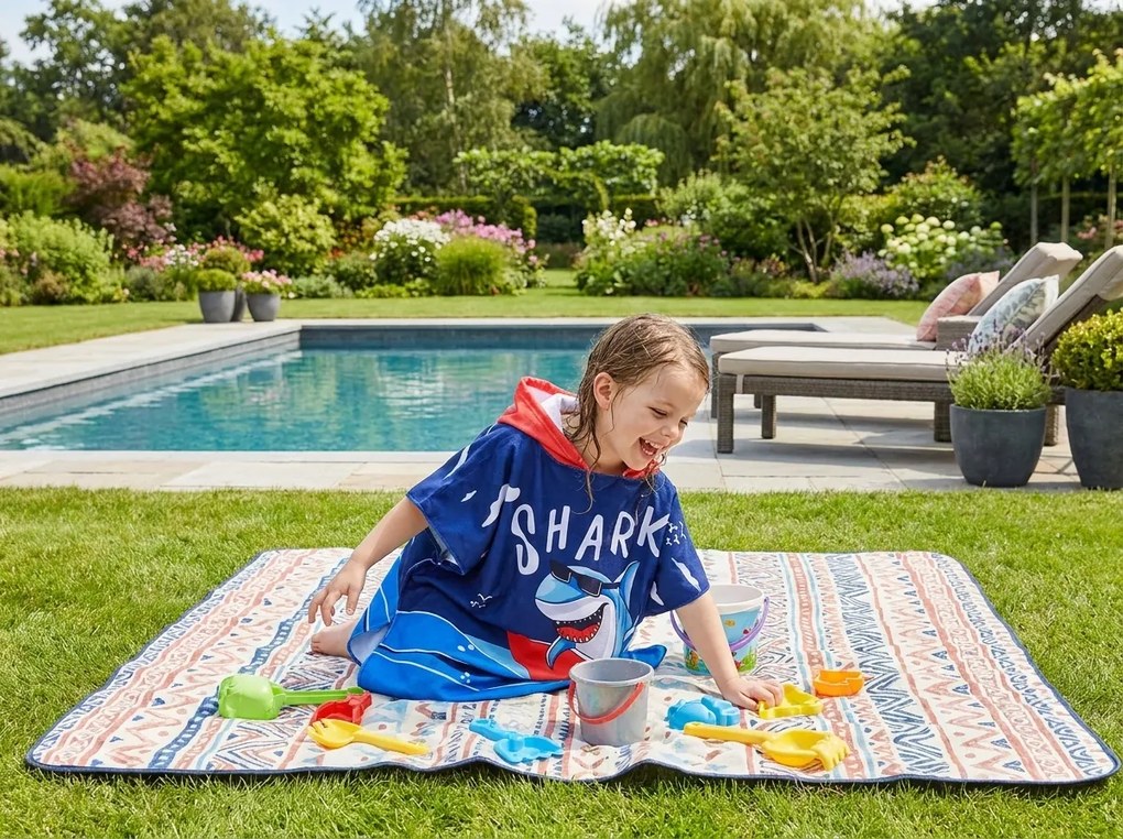 Poncho pentru copii SHARK albastru Dimensiune: 60 x 120 cm
