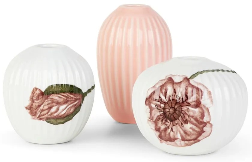 Set 3 vaze mici din porțelan Kähler Design Hammershøi Poppy