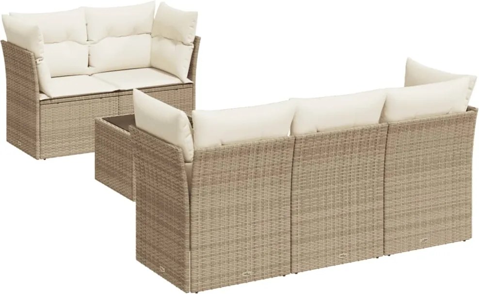 vidaXL Set canapele de grădină cu perne, 6 piese, bej, poliratan
