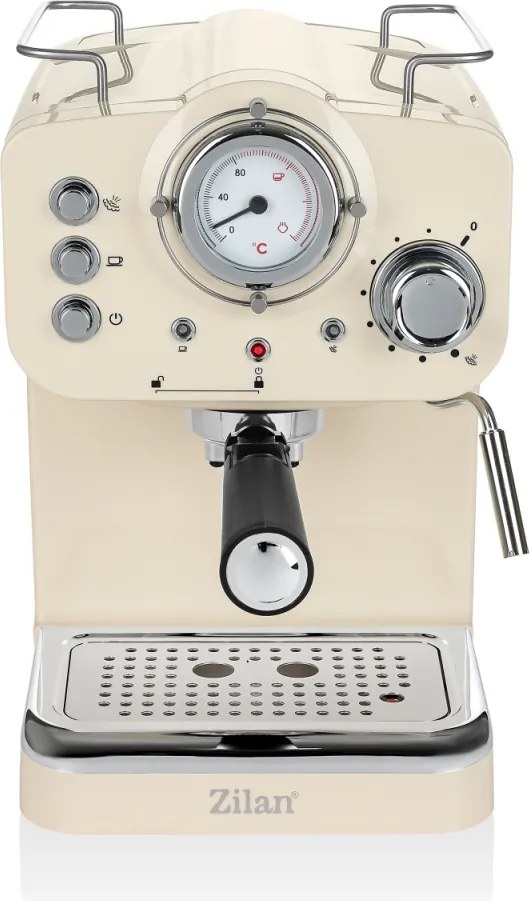 Espressor manual Zilan ZLN2992 Crem,15 Bar, 1.25 l, 1100W, Design Retro