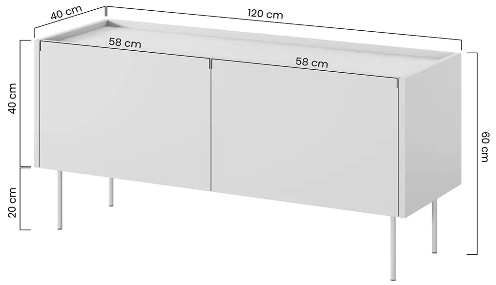 Comodă TV cu doua usi Desin 120 2U - ceramica rosu / stejar Nagano