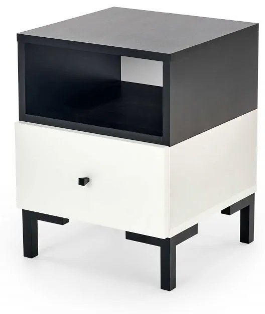 Mobilier Dormitor Noptiera Silvia Alb/Negru