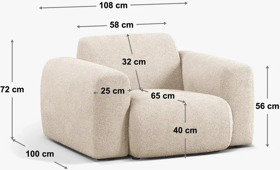 Fotoliu bej cu tapițerie din stofă bouclé Molino – Micadoni Home