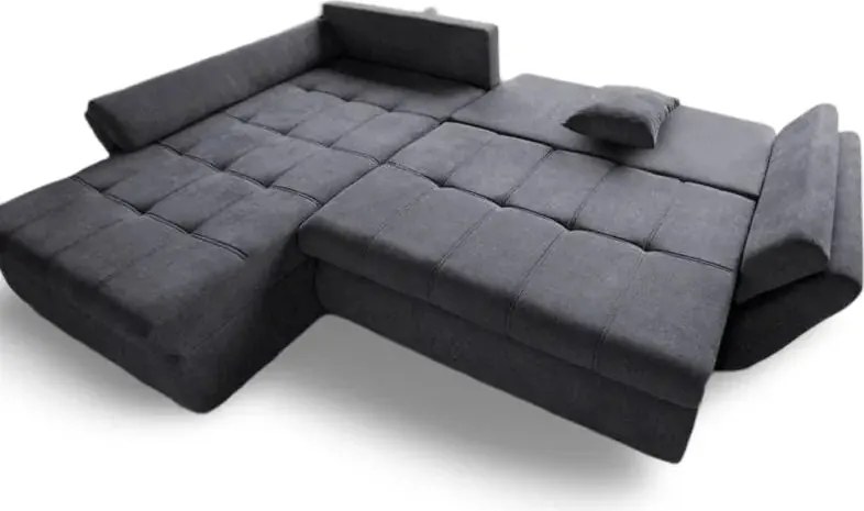 Colțar extensibil dumonde cu ladă de depozitare si sezut confortabil din spuma high-density, Loana Enjoy Grafit 270x185 cm