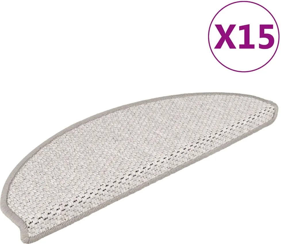 vidaXL Covoraș scări autoadeziv 15 buc platină 65x21x4 cm aspect sisal