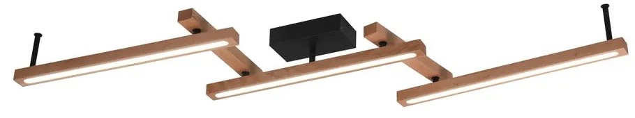 Plafonieră neagră/în culoare naturală LED cu control prin telecomandă 10x180 cm Bellari – Trio